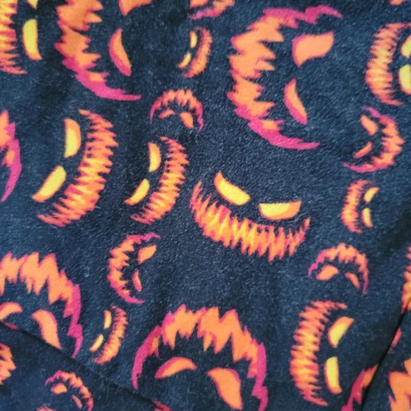 LuLaRoe Black and Orange Halloween Jack-O-Lantern Buttery Soft Leggings One Size - Picture 10 of 16
